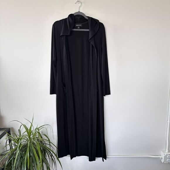 Revolve Fifteen Twenty Long Hooded Open Duster Cardigan Black S - Picture 6 of 10